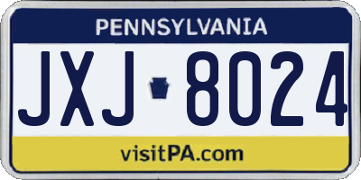 PA license plate JXJ8024