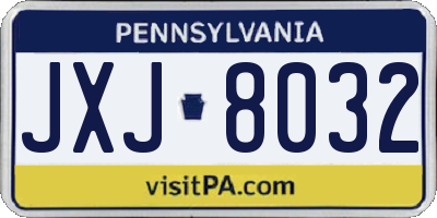 PA license plate JXJ8032