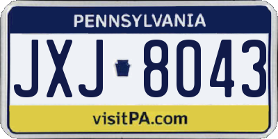 PA license plate JXJ8043