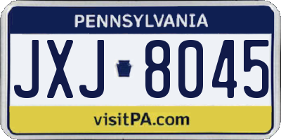 PA license plate JXJ8045