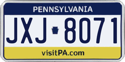 PA license plate JXJ8071
