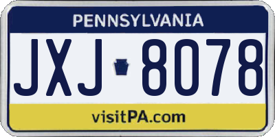PA license plate JXJ8078