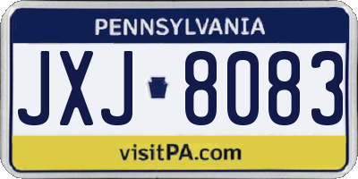 PA license plate JXJ8083