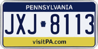 PA license plate JXJ8113