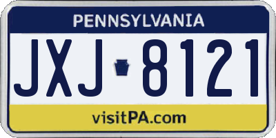 PA license plate JXJ8121