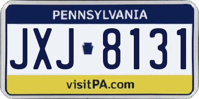 PA license plate JXJ8131