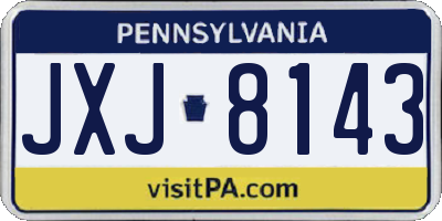 PA license plate JXJ8143