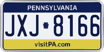 PA license plate JXJ8166