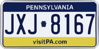 PA license plate JXJ8167