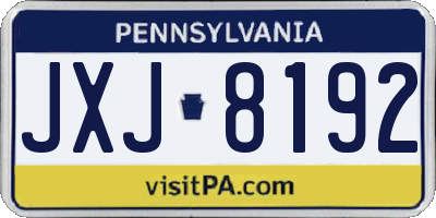 PA license plate JXJ8192
