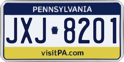 PA license plate JXJ8201