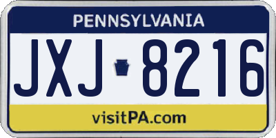 PA license plate JXJ8216