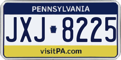 PA license plate JXJ8225