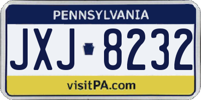 PA license plate JXJ8232