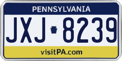 PA license plate JXJ8239