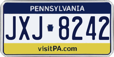 PA license plate JXJ8242