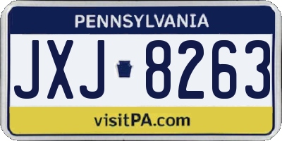 PA license plate JXJ8263