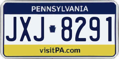 PA license plate JXJ8291