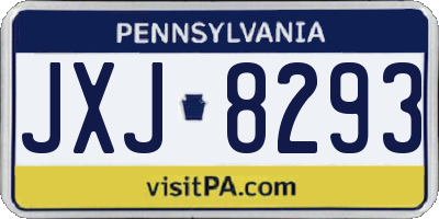 PA license plate JXJ8293