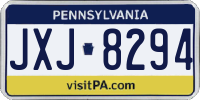 PA license plate JXJ8294