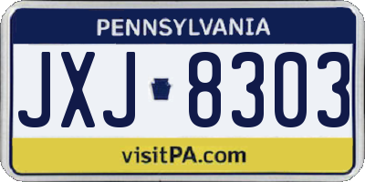 PA license plate JXJ8303