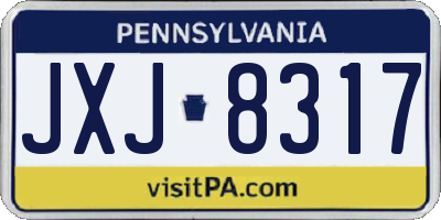PA license plate JXJ8317