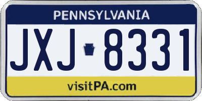 PA license plate JXJ8331