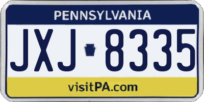 PA license plate JXJ8335