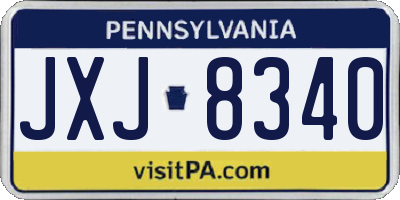 PA license plate JXJ8340