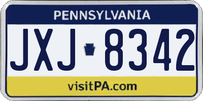 PA license plate JXJ8342