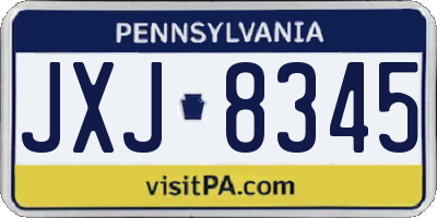 PA license plate JXJ8345