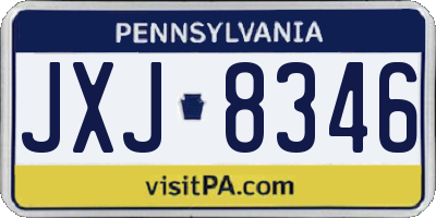PA license plate JXJ8346