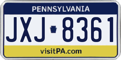 PA license plate JXJ8361