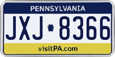 PA license plate JXJ8366