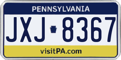 PA license plate JXJ8367