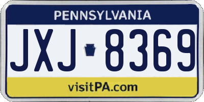 PA license plate JXJ8369