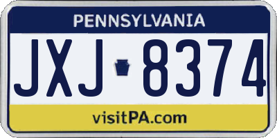 PA license plate JXJ8374
