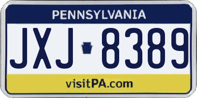 PA license plate JXJ8389