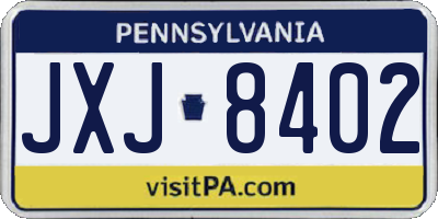 PA license plate JXJ8402