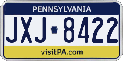PA license plate JXJ8422