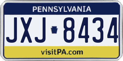 PA license plate JXJ8434