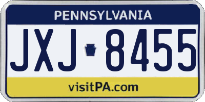 PA license plate JXJ8455