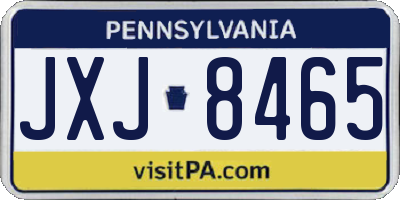 PA license plate JXJ8465