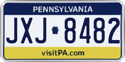 PA license plate JXJ8482