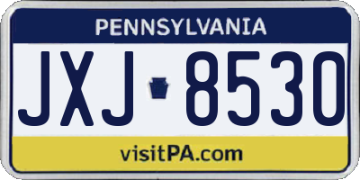 PA license plate JXJ8530