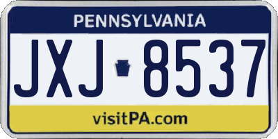PA license plate JXJ8537