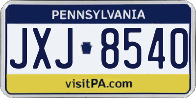 PA license plate JXJ8540