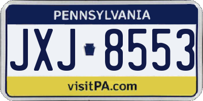 PA license plate JXJ8553