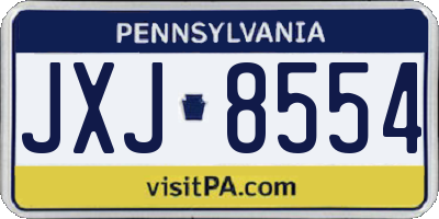 PA license plate JXJ8554
