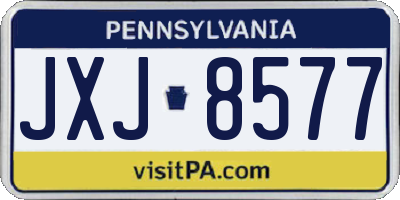 PA license plate JXJ8577